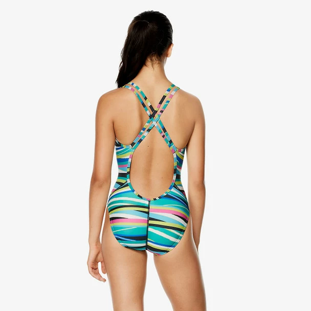 Speedo Women's Party Pattern Volt Back Swimsuit - 2022 4 Speedo Women's Party Pattern Volt Back Swimsuit - 2022 - Image 2